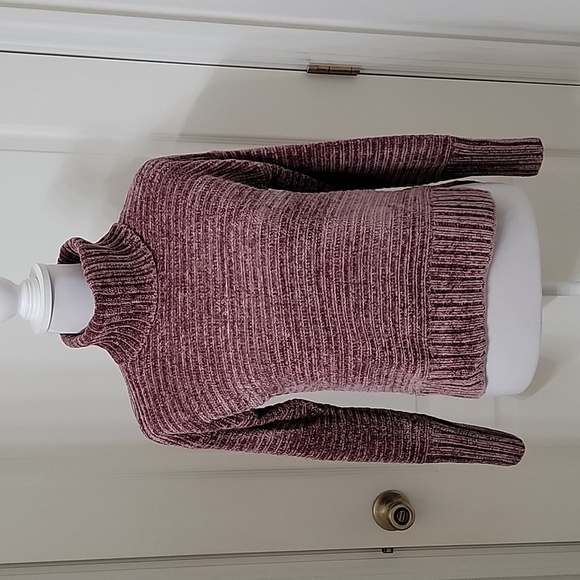 Pink Rose Size XS Mauve/ Dusty Rose Chenille Turtleneck Sweater, Exc. Used Cond. - Picture 1 of 13